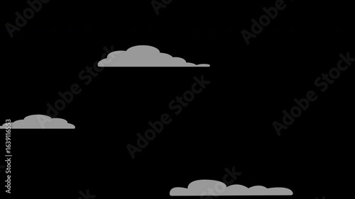 Moving Clouds Animation with Alpha Channel. Falling Sky Perspective. Transparent Background Alpha Channel Only On 4K