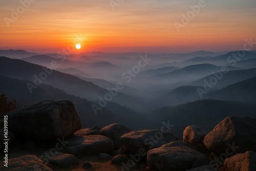 A Majestic Mountain Range Under the Sunset Sky