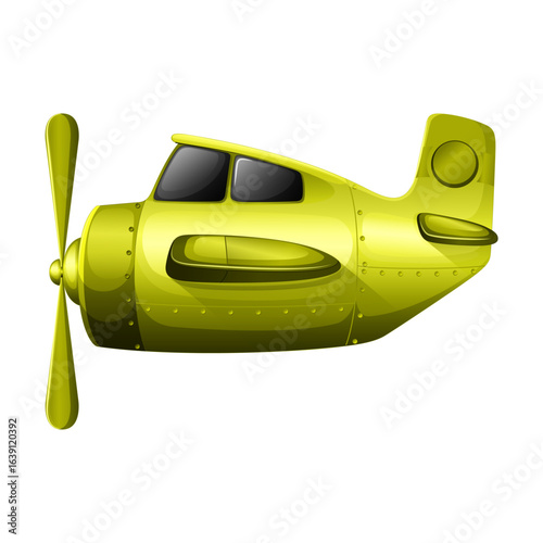 Classic yellow toy propeller airplane illustration isolated