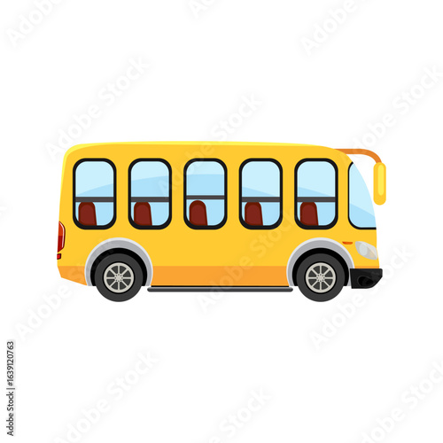 Classic yellow school bus vector illustration on a white background