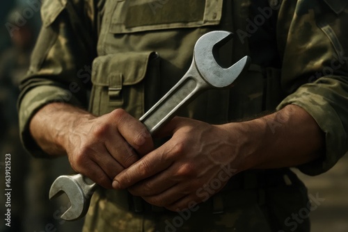 A Soldier's Grip on a Wrench