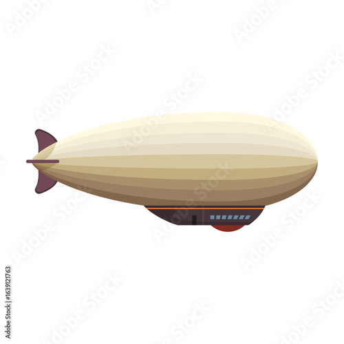 Vintage style blimp airship vector illustration on white background