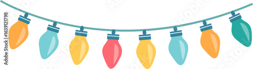 A string of multicolored Christmas lights.