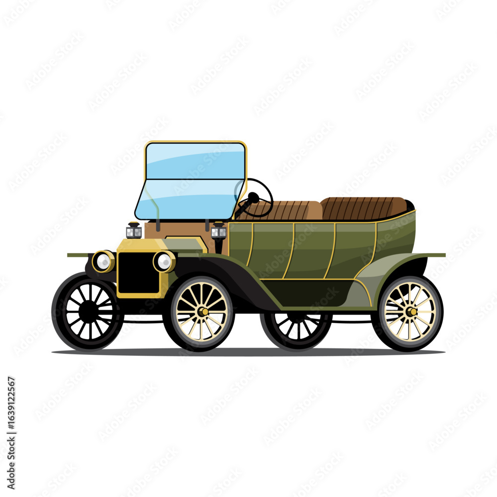 Naklejka premium Vintage Green Classic Automobile from an Early Era Illustration