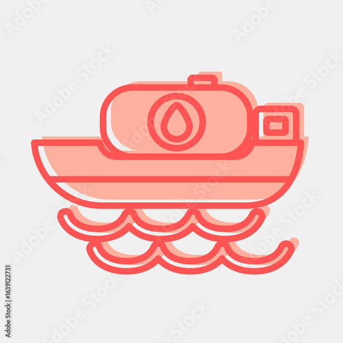 Icon oil tanker. Oil Industry elements. Icon in two tone style.