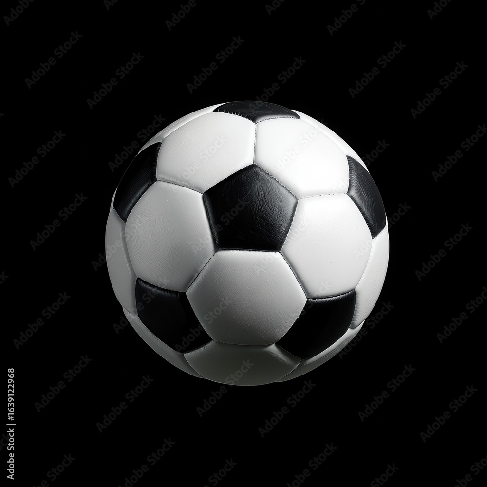 Fototapeta premium Soccer ball resting on a dark surface