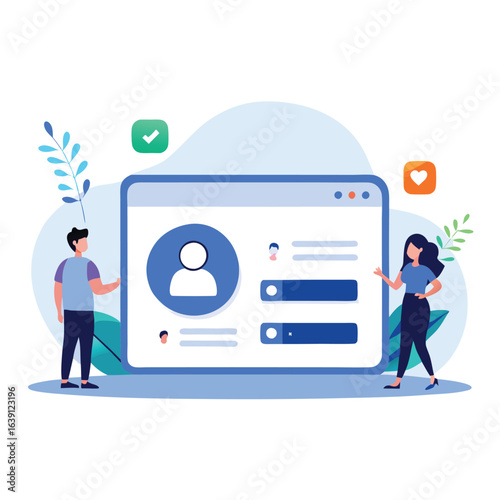 Online Profile Creation: User Registration & Account Setup Illustration