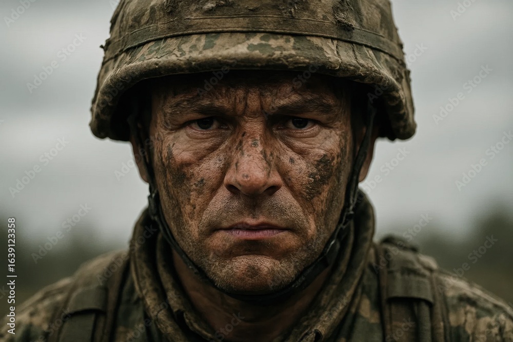 Fototapeta premium A testament to duty and resilience in the face of adversity