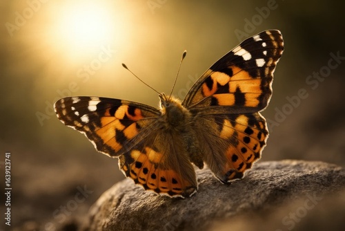 A Butterfly's Gentle Rest on a Rocky Canvas of Nature