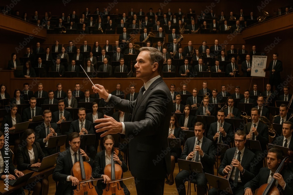 Fototapeta premium A Maestro Leads His Orchestra in Harmony