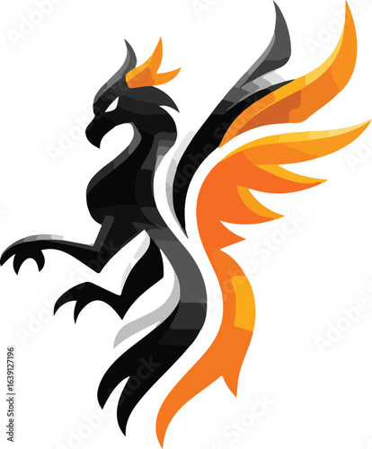Abstract dragon logo design graphic