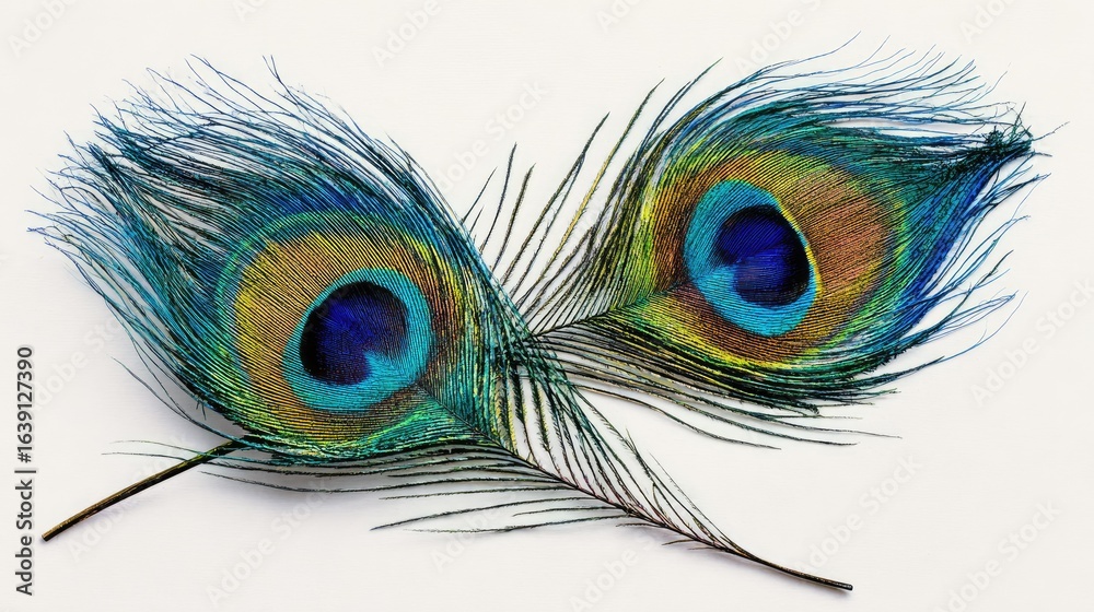 Obraz premium peacock Feather on the white background 