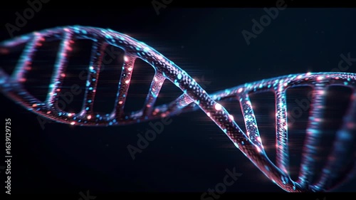 Abstract and colorful digital technology dna helix on black background