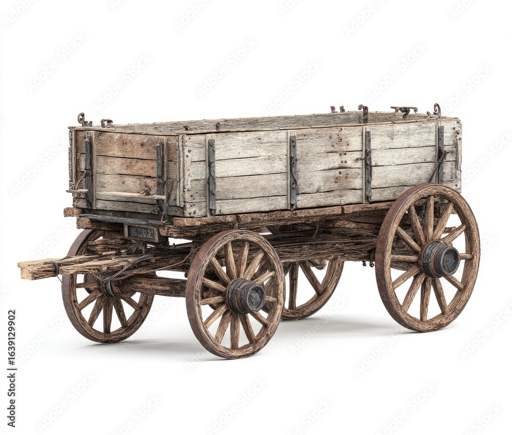 Fototapeta premium Old wooden wagon on white background (2)