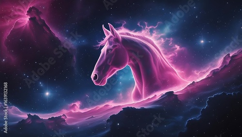Cosmic Horse Nebula Fantasy Art Majestic Creature