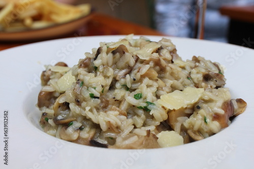 Italian cuisine: porcini and mushroom risotto with Parmesan in Mdina, Malta