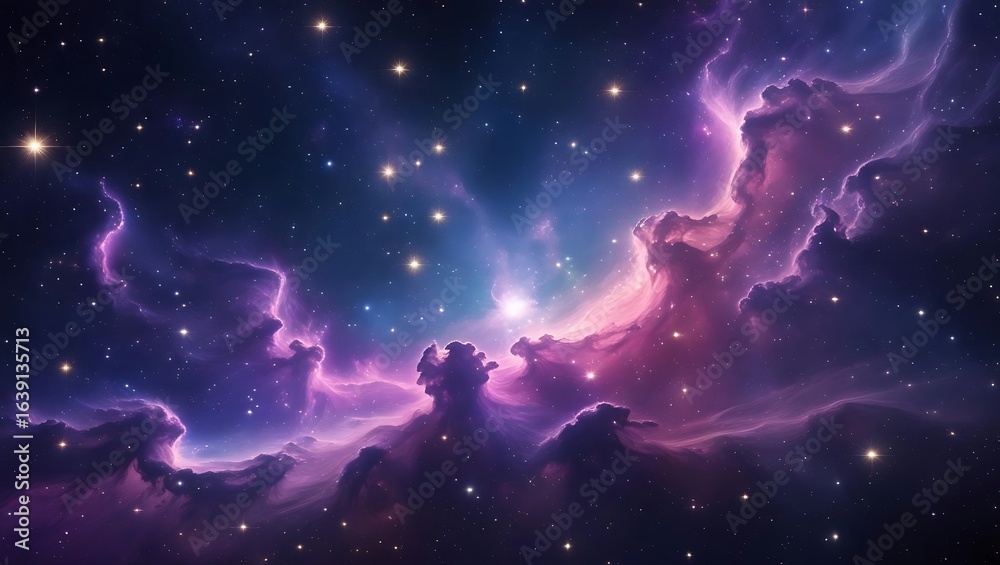 Obraz premium Cosmic Nebula Bathed in Starlight and Celestial Hues