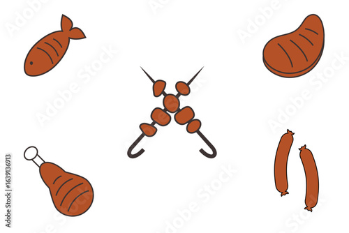 vector illustration of BBQ meat meal