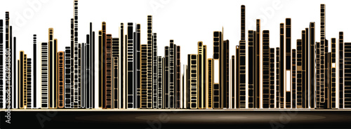 Abstract graphic design black gold brown vertical shapes