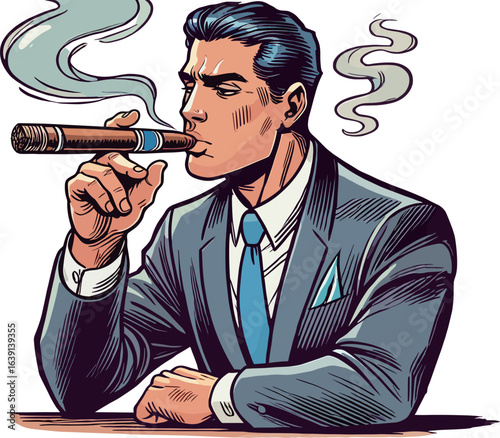 ヘビースモーカーの男性のイラスト