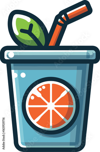 かわいいオレンジジュースのカップのアイコン