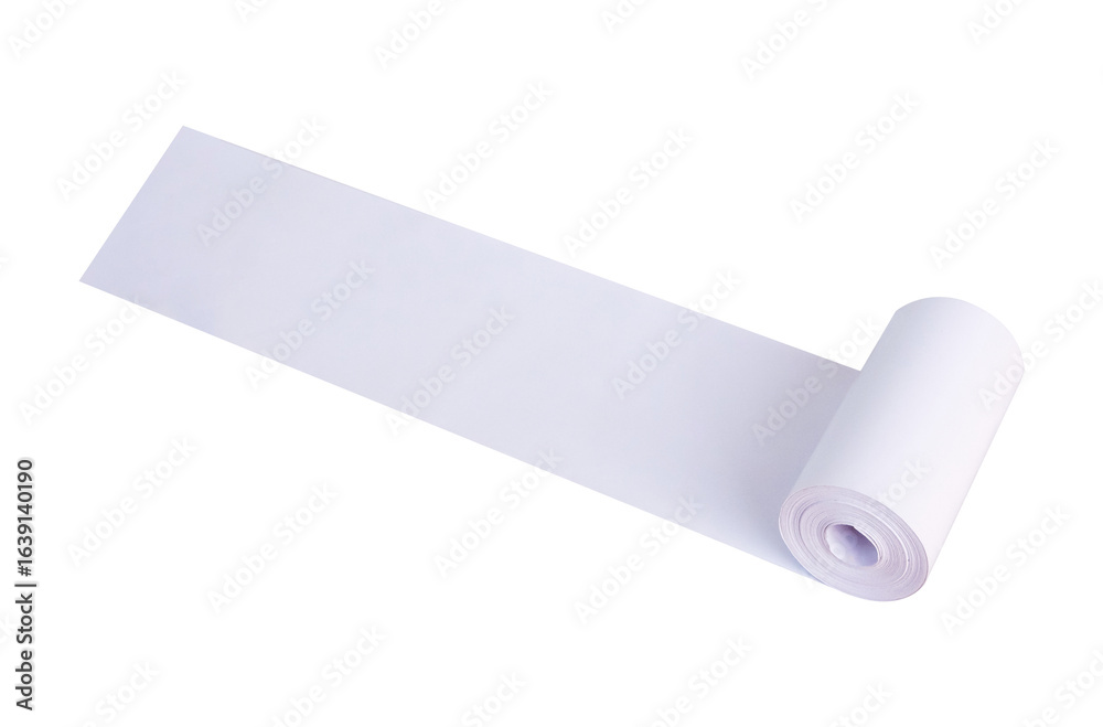 Fototapeta premium a blank white paper rolled up with an unrolled sheet isolated against a white background