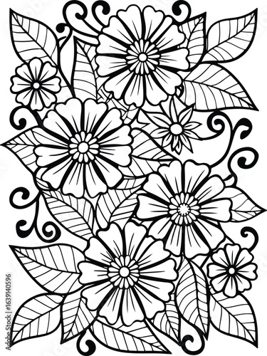 Realistic flower coloring for adults and kids 

