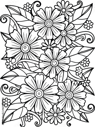 Realistic flower coloring for adults and kids 


