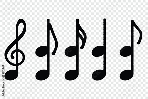 Musical Notation Array Featuring Treble Clef and Eighth Notes Against a Checkered Background, A Visual Representation of Music