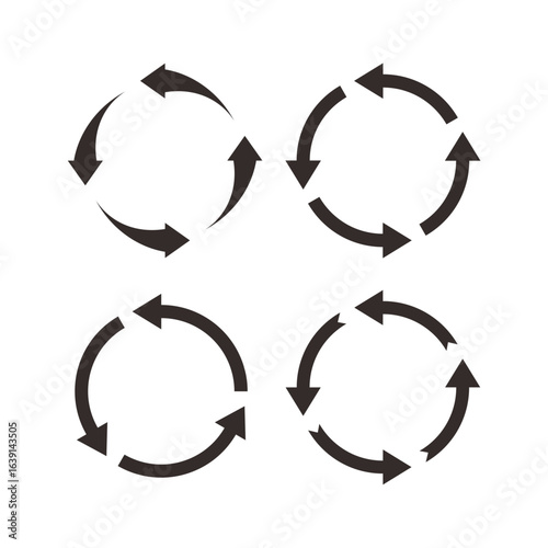CIRCLE ARROW SET SIGN SYMBOL BLACK COLOR
