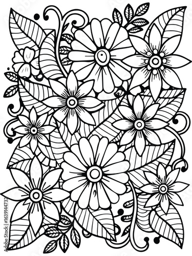 Realistic flower coloring for adults and kids 

