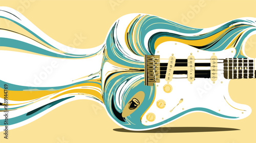 Abstract guitar illustration with swirls