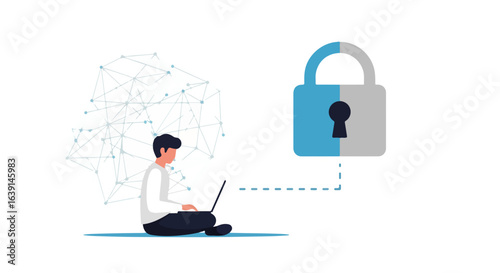 Password protection on laptop screen symbolizes digital security for modern privacy. Password protection ensures data safety against cyber threats, with information access controlled.