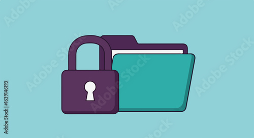 Password protection folder with lock for secure data storage.  Password protection concept shows secure files and private information.  Password protection image ideal for online security websites,
