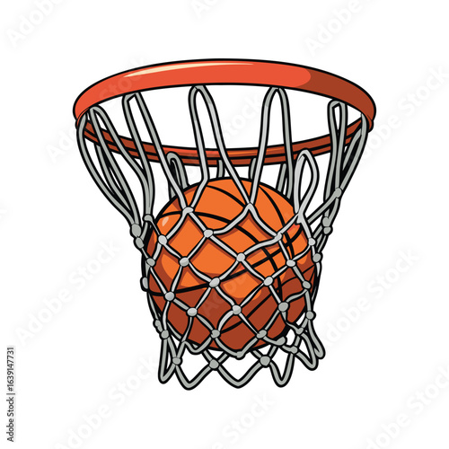 Frozen Basketball Swish Through Net Minimalist Vector Design