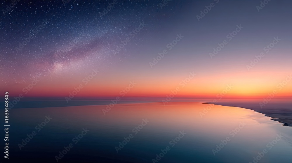 Fototapeta premium Gradient Sunrise Sky Reflecting on Calm Ocean Water