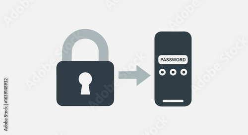 Password protection concept for digital security.  Smartphone screen displays password entry field.  Lock icon symbolizes secure password protection.  Password protection ensures secure mobile access.