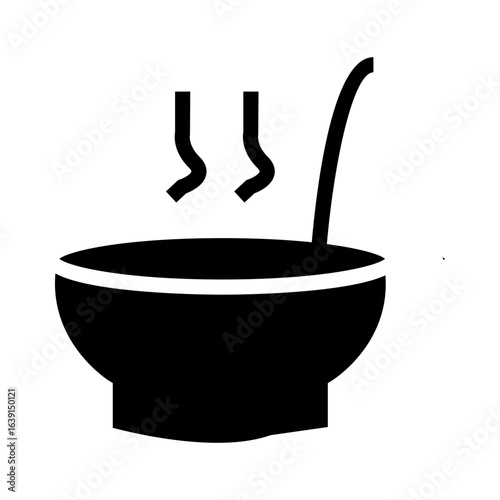 vector illustration of a soup bowl glyph icon