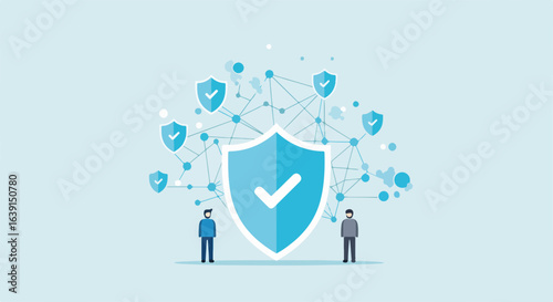 Shield cyber protection displayed with cloud network security, ensuring safe transactions and data transfer, password protection and network security cloud.