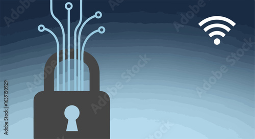 Network security cloud displayed with digital padlock protecting data and information. Network security cloud prevents system hacks and cyber crimes.
