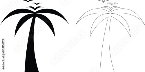 Awesome palm tree and bird logo