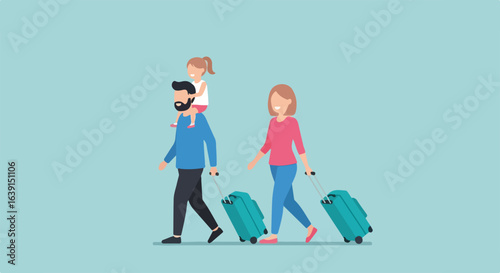 Family trip showing happy family with luggage traveling. Family trip entails joy, togetherness, and shared experience. A family trip is great for creating lasting memories,