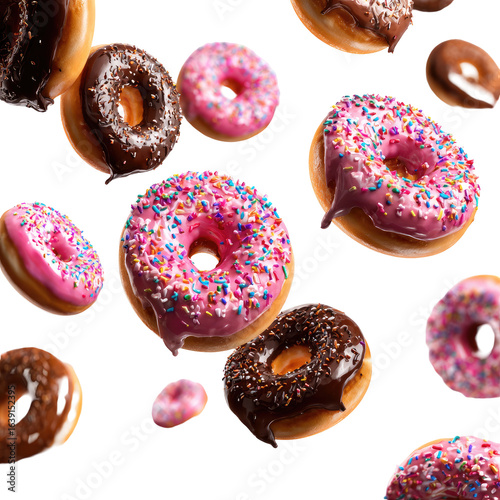 Falling Donuts, Sweet Treats, Studio Shot, Confectionery, Food Photography