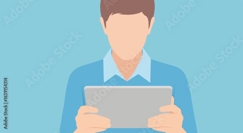 Using digital tablet with blank screen for social media and presentation templates. Digital tablet is helpful device for office workers and students during meeting, work and projects.