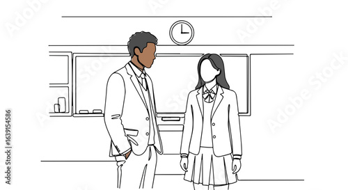 Back to school featuring teacher and student in classroom setting. Back to school time in education brings learning. Back to school signifies knowledge for young people,