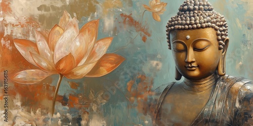 Buddha and lotus in vintage illustration