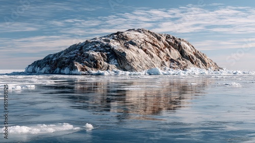 Island Reflection in Calm Water