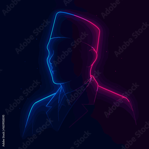National Hero Silhouette with Holographic Glow