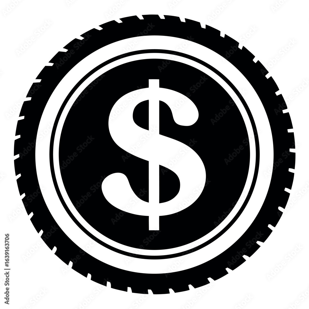 Obraz premium Vector art of dollar sign coin icon isolated on white background