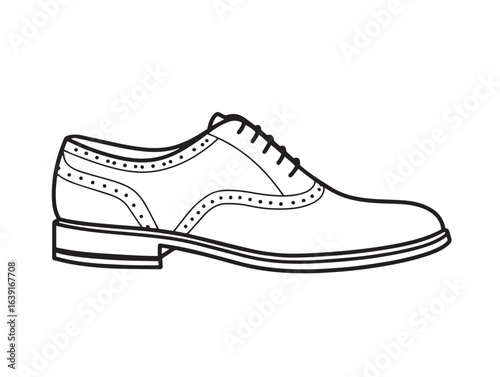 Trendy Brogues Shoes Icon in Modern Minimal Line Art Design